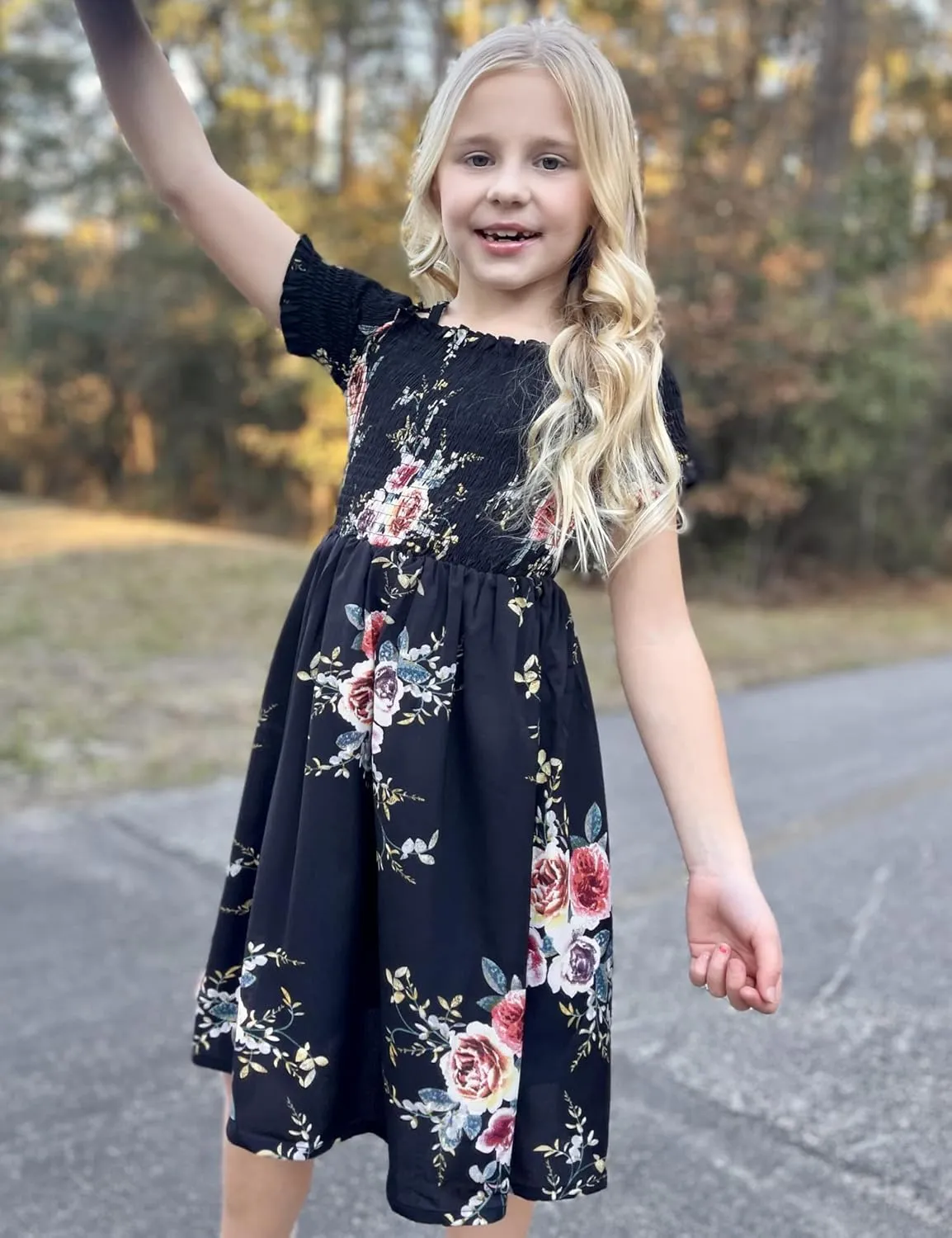 Arshiner Girls Casual Summer Floral Sleeveless Sundress Cami Dress