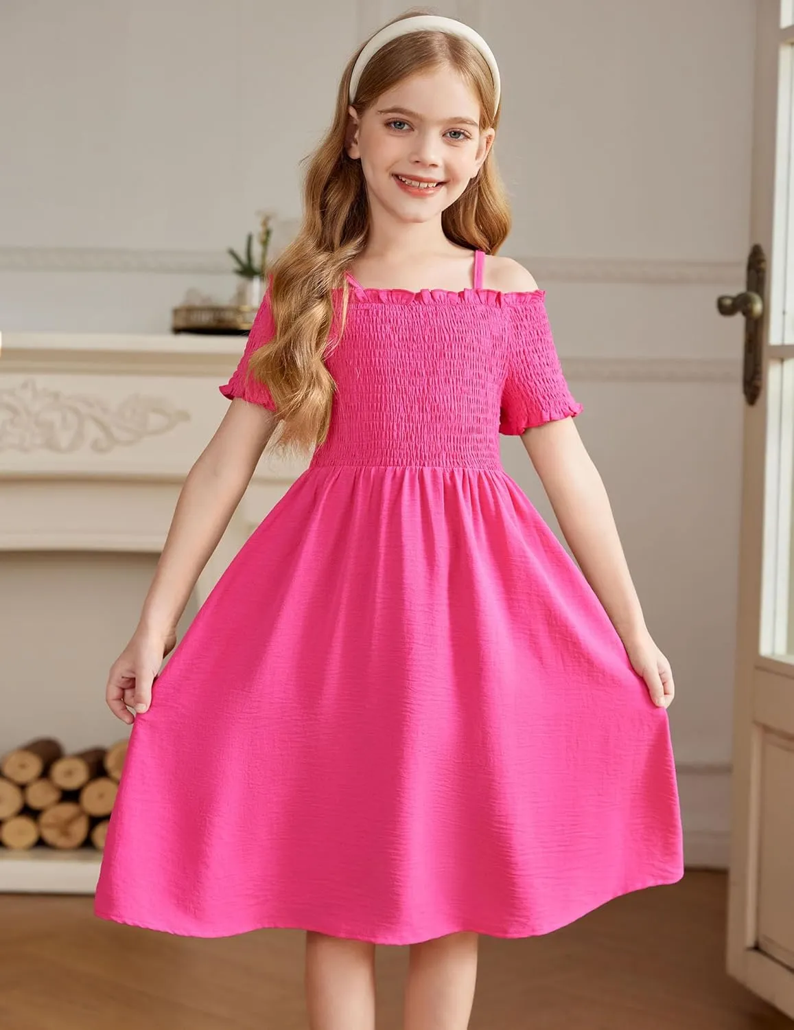 Arshiner Girls Casual Summer Floral Sleeveless Sundress Cami Dress