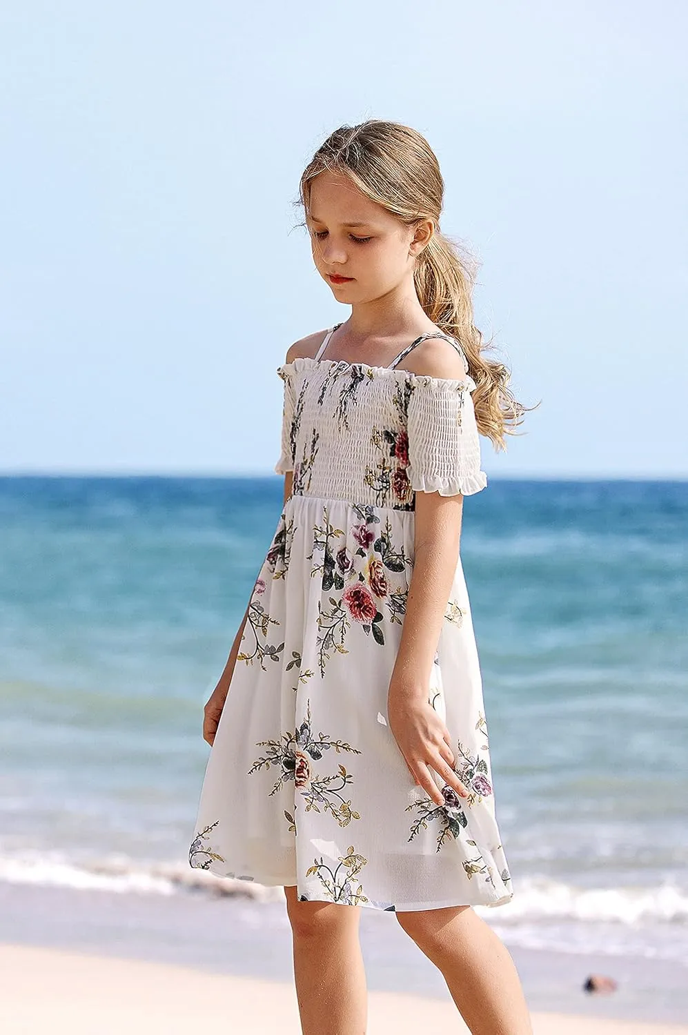 Arshiner Girls Casual Summer Floral Sleeveless Sundress Cami Dress