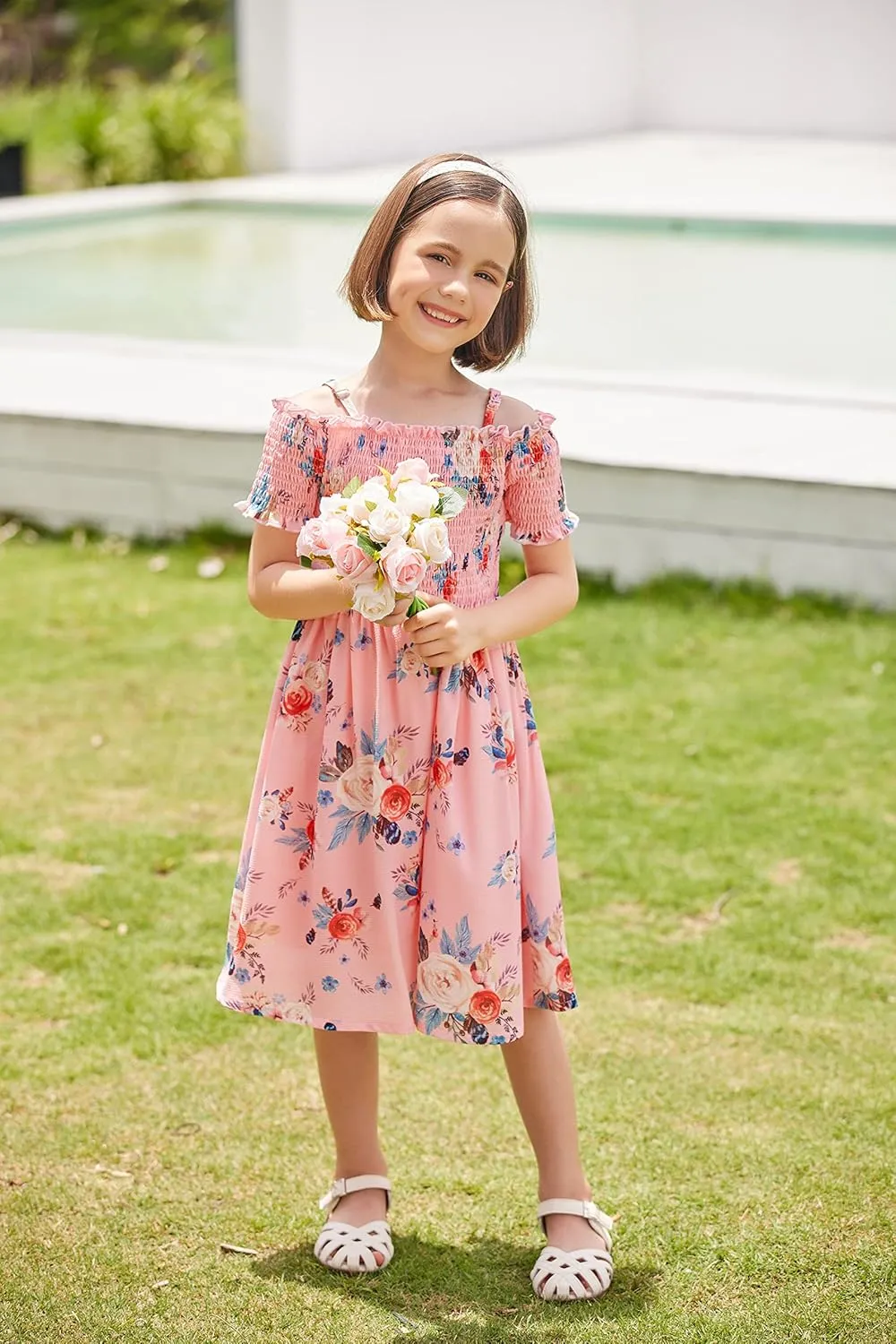 Arshiner Girls Casual Summer Floral Sleeveless Sundress Cami Dress