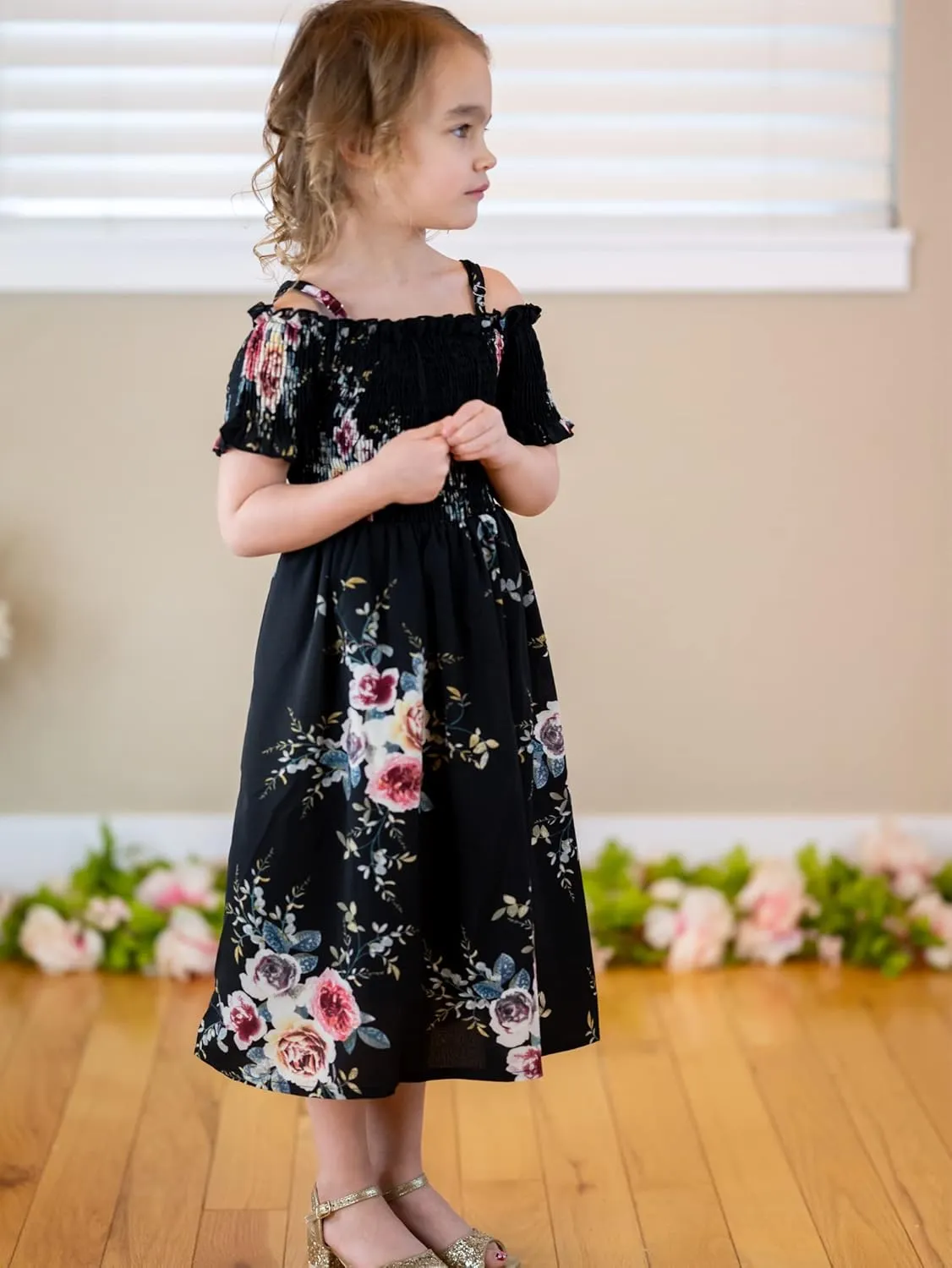 Arshiner Girls Casual Summer Floral Sleeveless Sundress Cami Dress