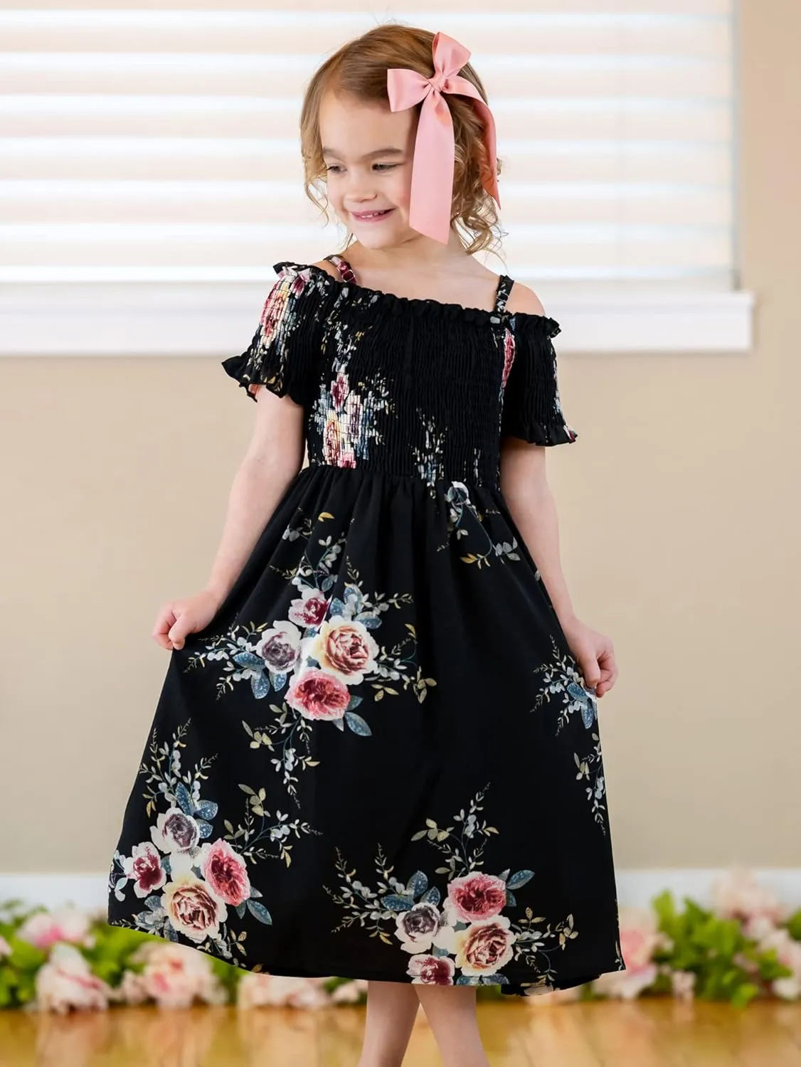Arshiner Girls Casual Summer Floral Sleeveless Sundress Cami Dress
