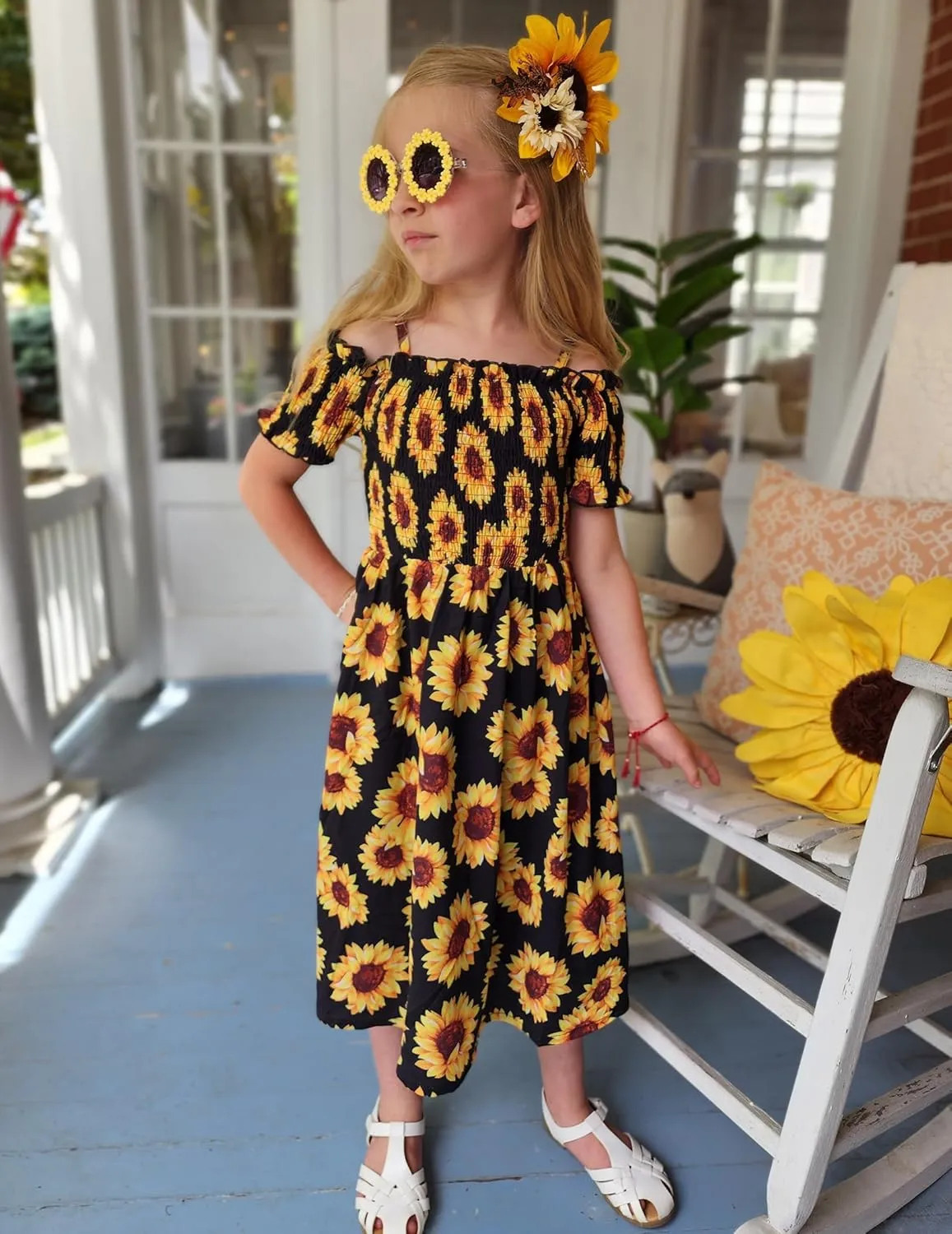 Arshiner Girls Casual Summer Floral Sleeveless Sundress Cami Dress