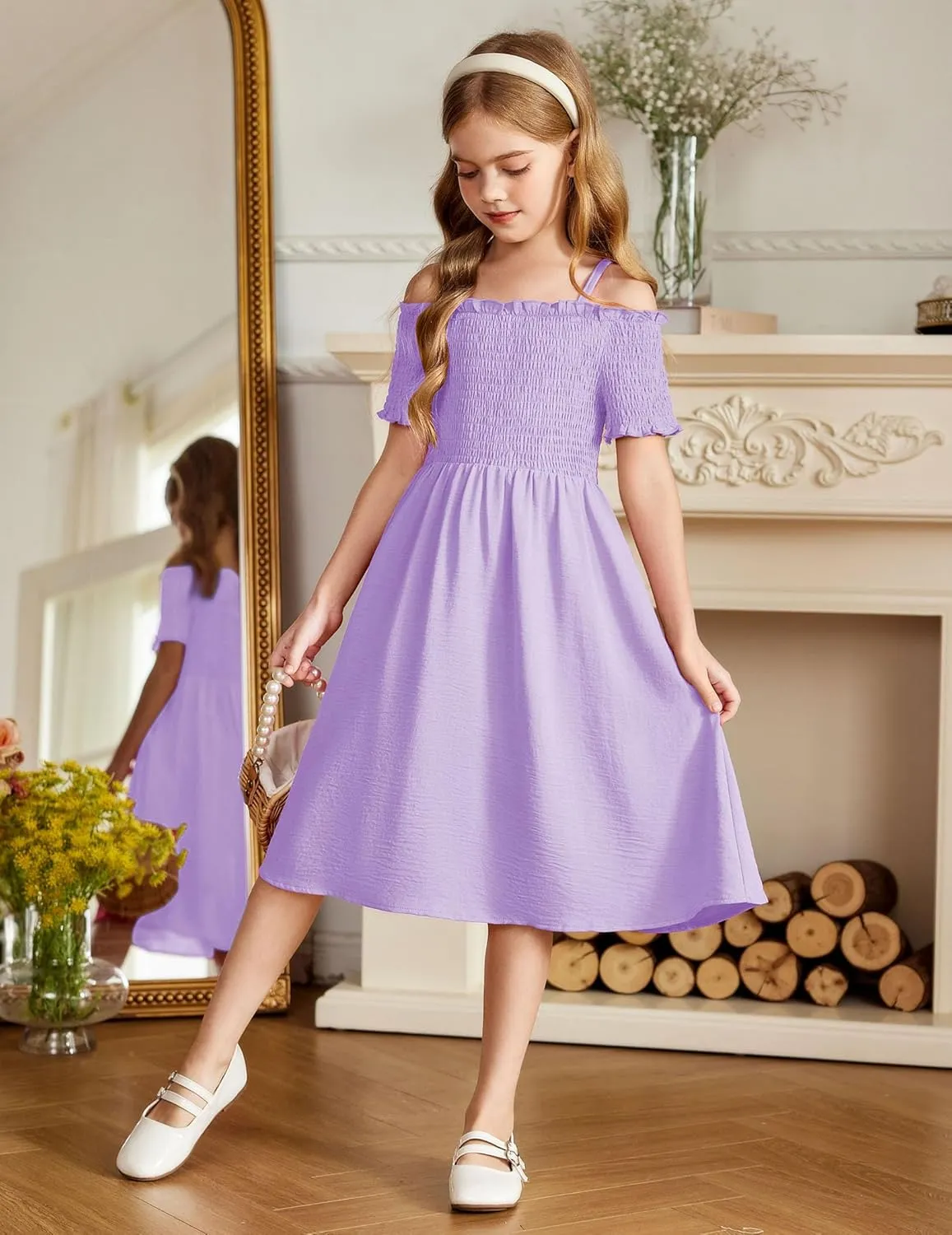 Arshiner Girls Casual Summer Floral Sleeveless Sundress Cami Dress