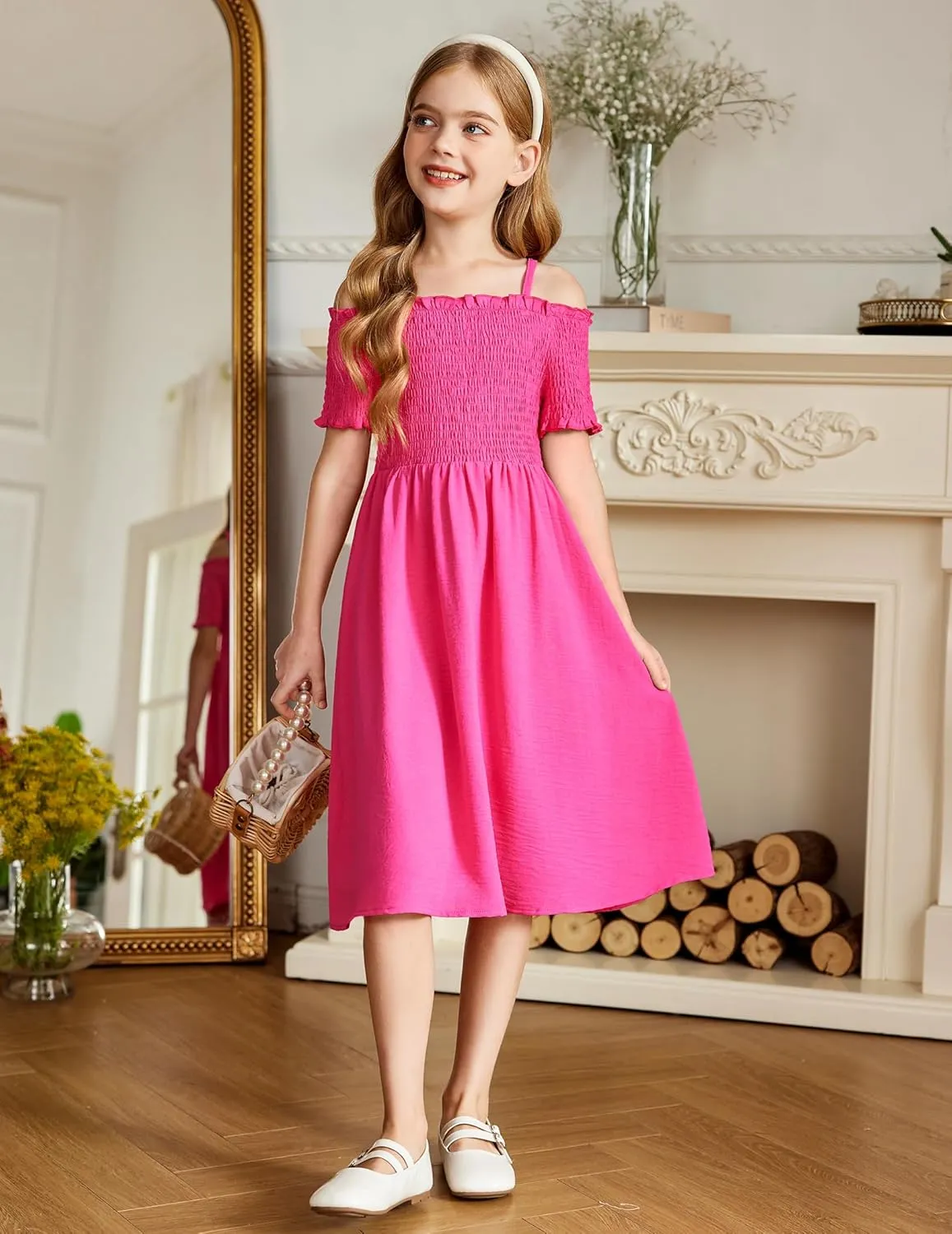 Arshiner Girls Casual Summer Floral Sleeveless Sundress Cami Dress