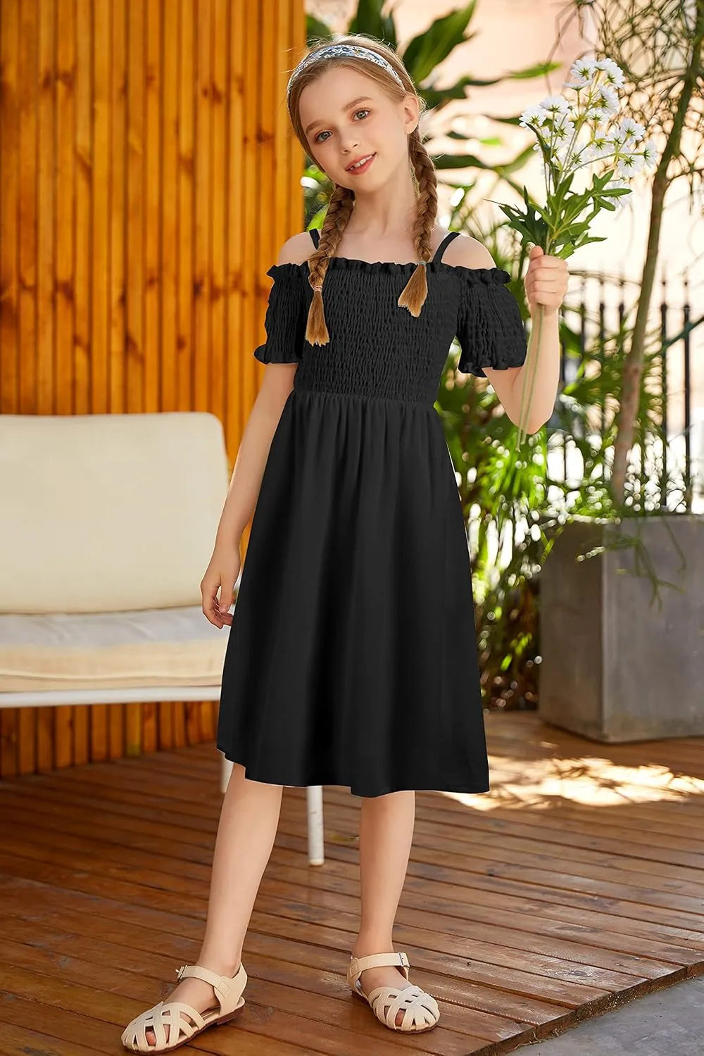 Arshiner Girls Casual Summer Floral Sleeveless Sundress Cami Dress