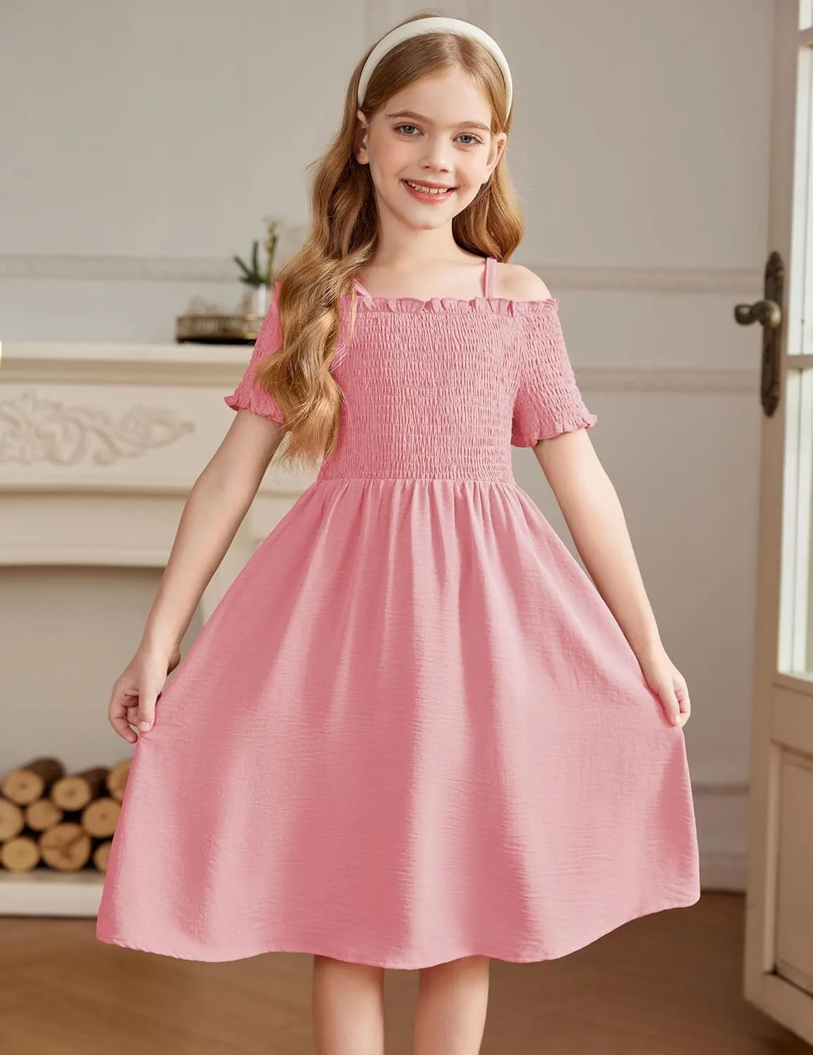 Arshiner Girls Casual Summer Floral Sleeveless Sundress Cami Dress
