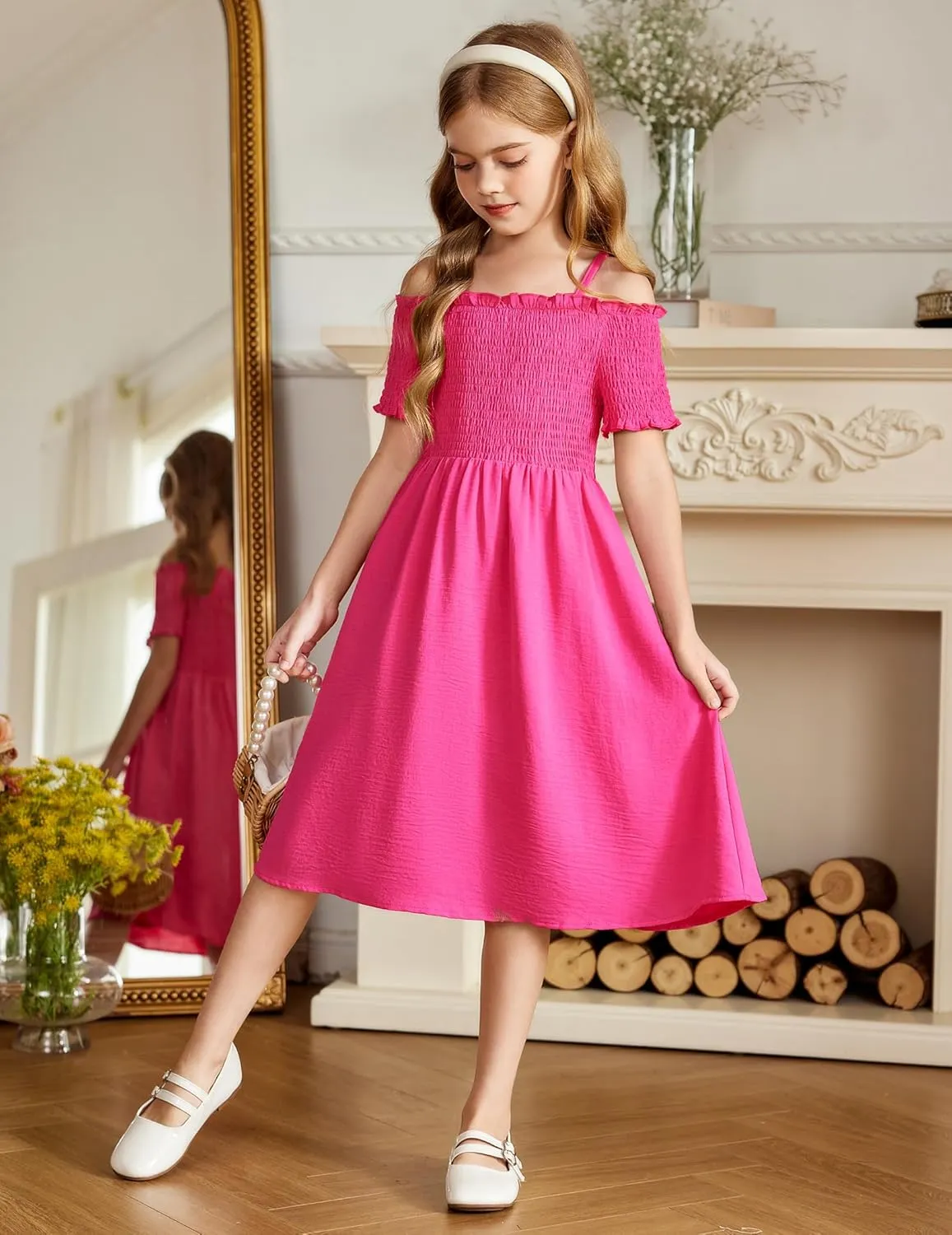 Arshiner Girls Casual Summer Floral Sleeveless Sundress Cami Dress