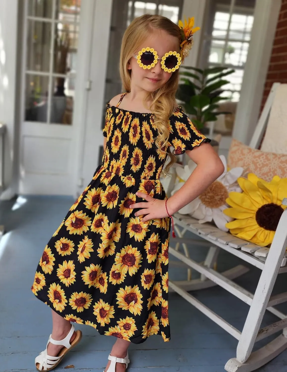 Arshiner Girls Casual Summer Floral Sleeveless Sundress Cami Dress