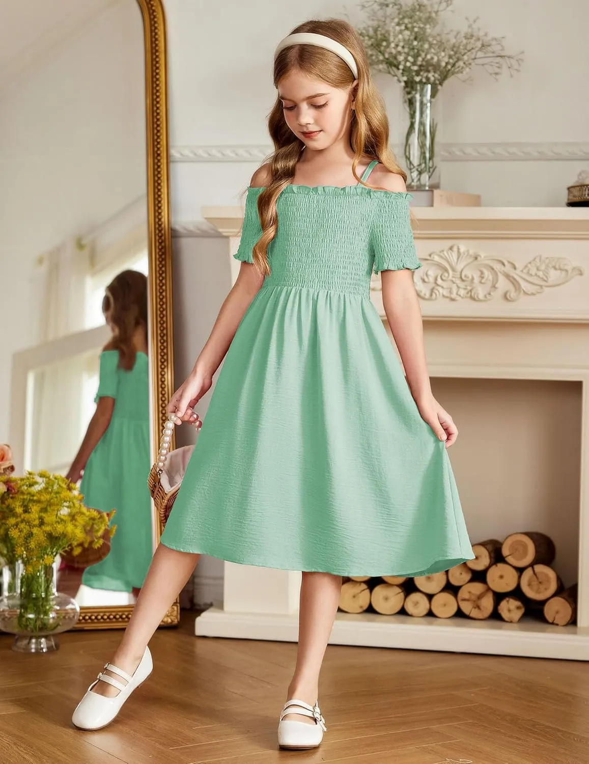 Arshiner Girls Casual Summer Floral Sleeveless Sundress Cami Dress