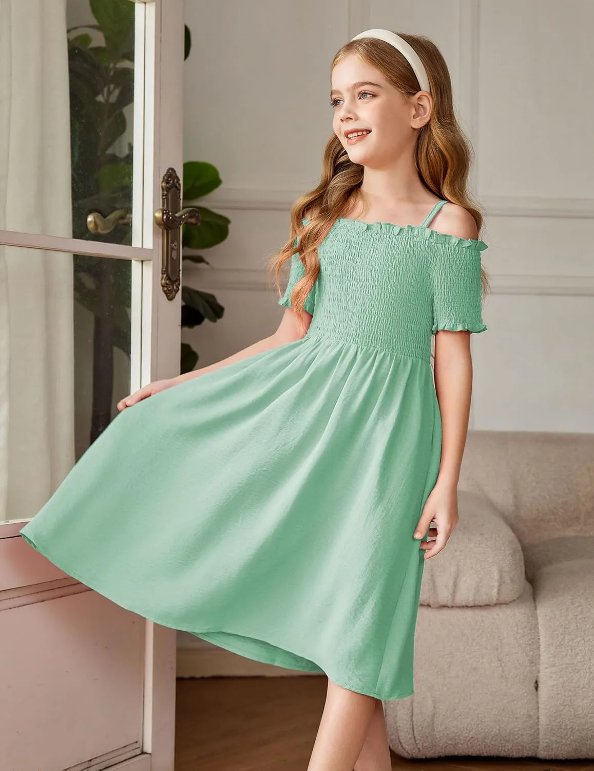 Arshiner Girls Casual Summer Floral Sleeveless Sundress Cami Dress