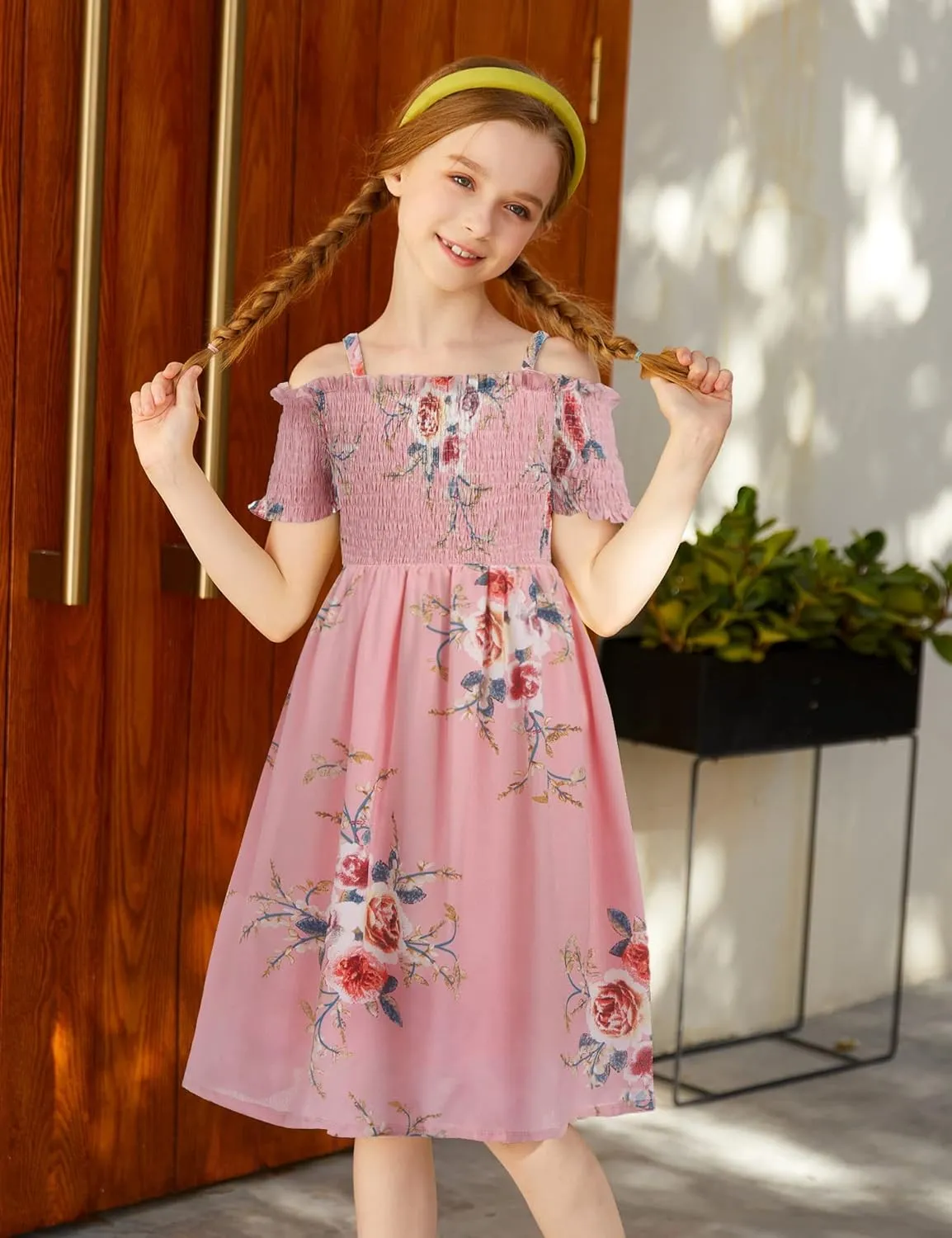 Arshiner Girls Casual Summer Floral Sleeveless Sundress Cami Dress