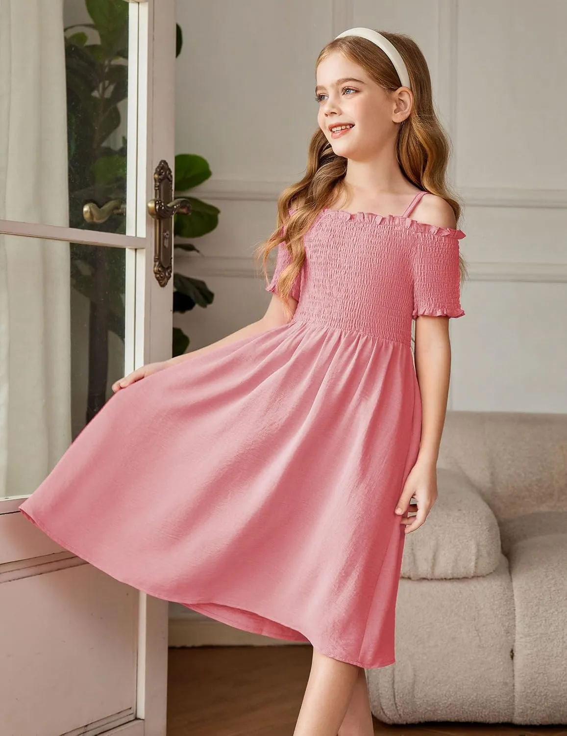 Arshiner Girls Casual Summer Floral Sleeveless Sundress Cami Dress