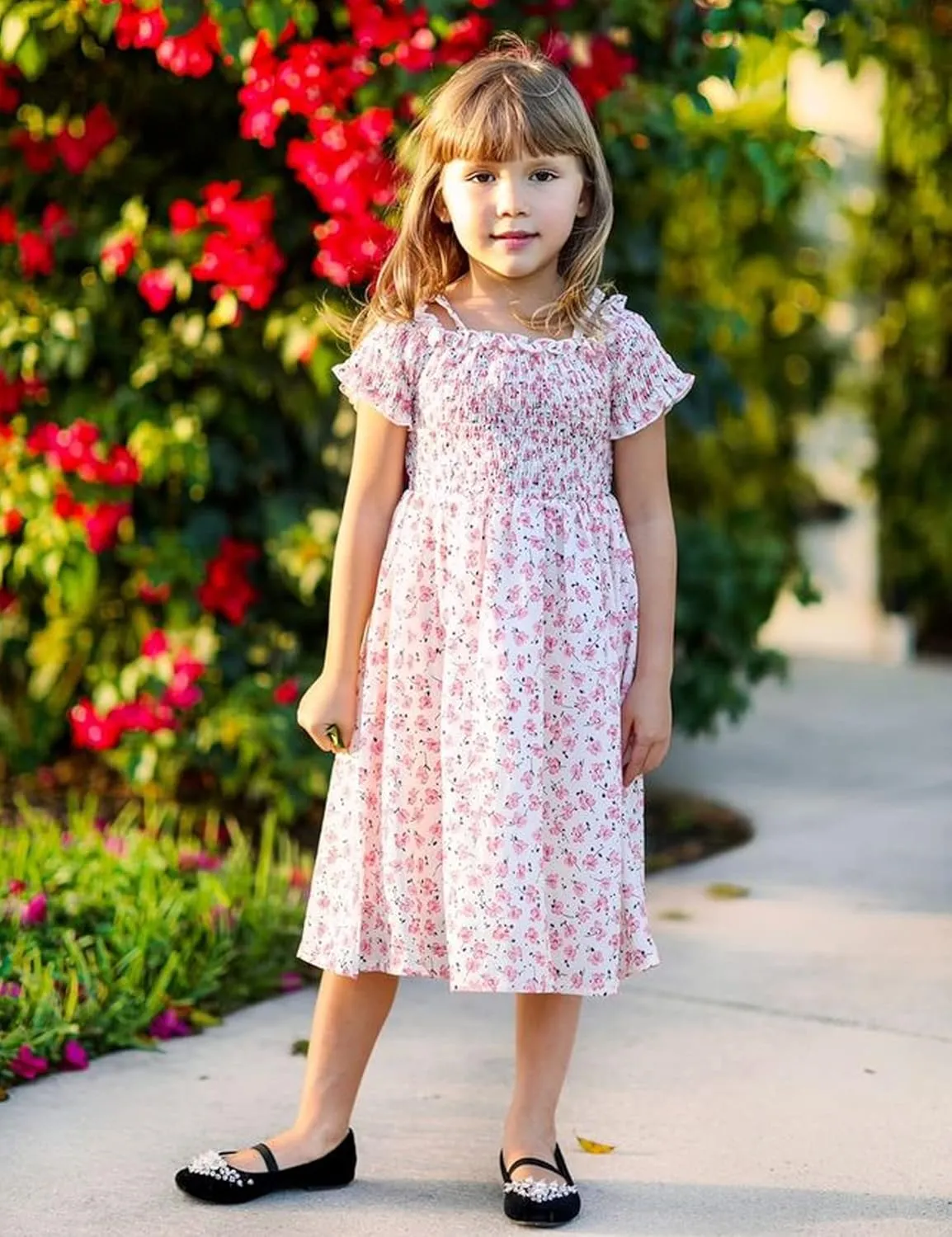 Arshiner Girls Casual Summer Floral Sleeveless Sundress Cami Dress