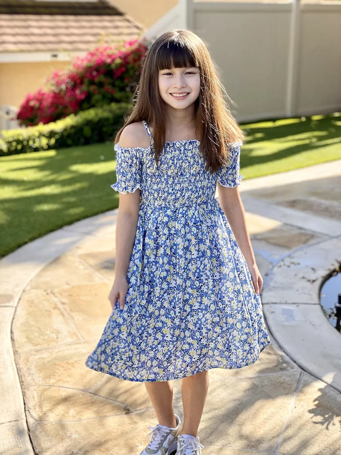 Arshiner Girls Casual Summer Floral Sleeveless Sundress Cami Dress