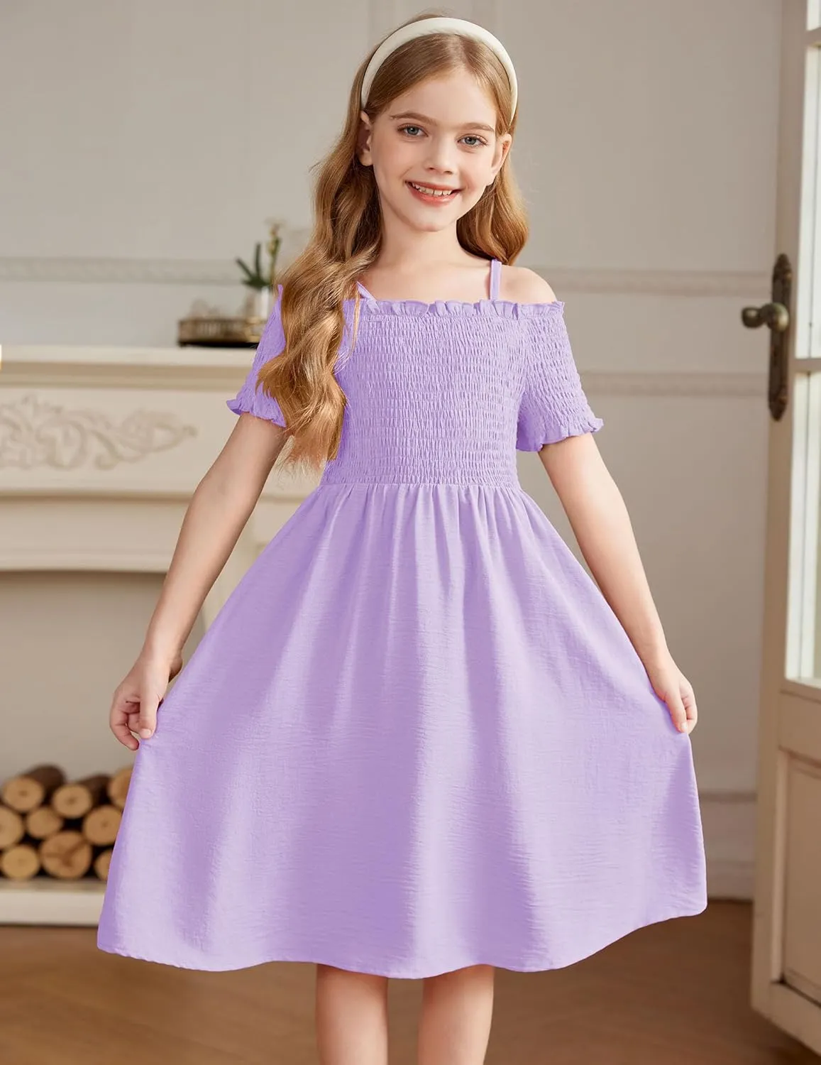 Arshiner Girls Casual Summer Floral Sleeveless Sundress Cami Dress