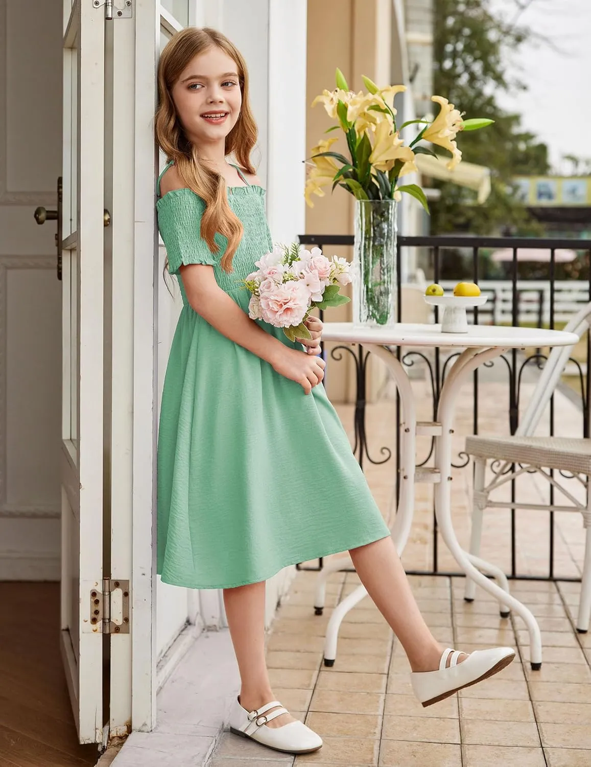Arshiner Girls Casual Summer Floral Sleeveless Sundress Cami Dress