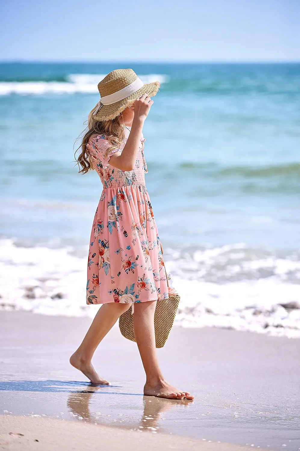 Arshiner Girls Casual Summer Floral Sleeveless Sundress Cami Dress