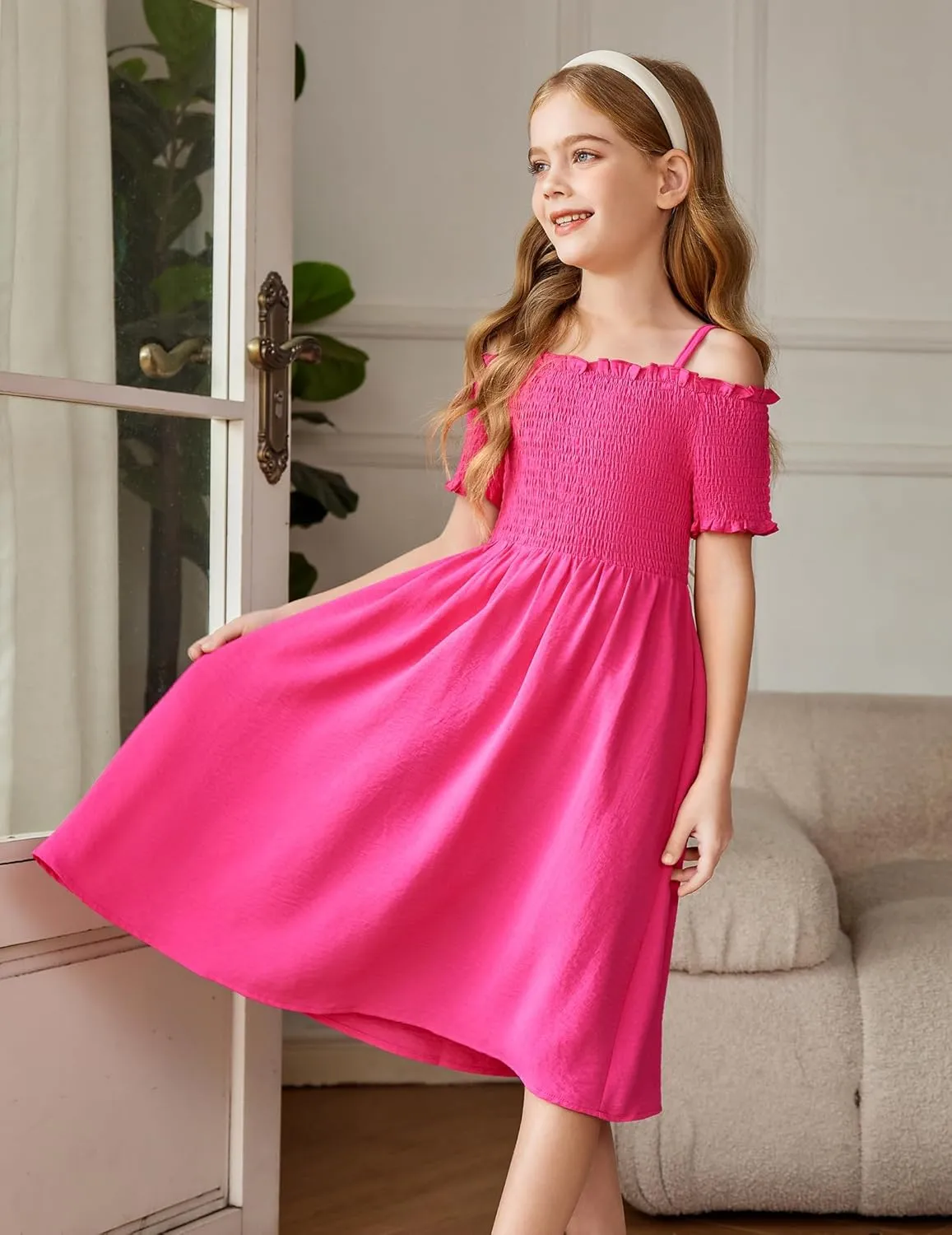 Arshiner Girls Casual Summer Floral Sleeveless Sundress Cami Dress