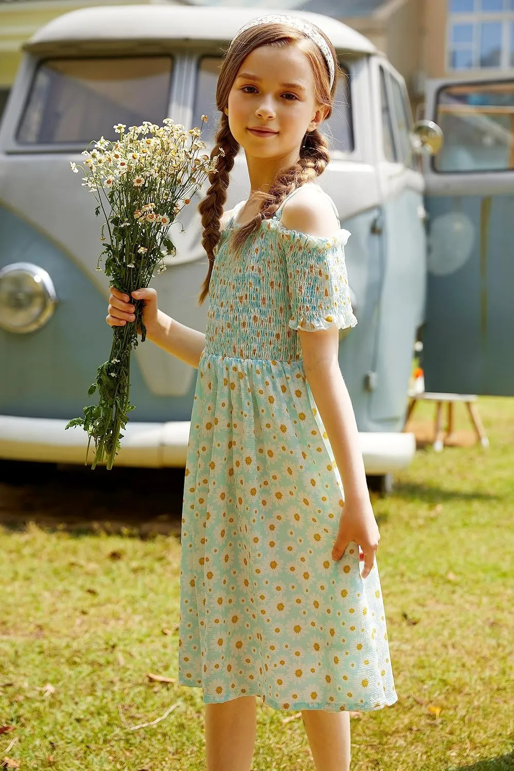 Arshiner Girls Casual Summer Floral Sleeveless Sundress Cami Dress