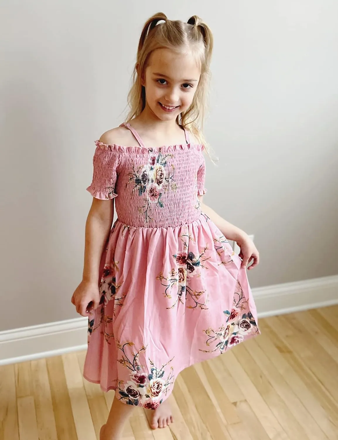 Arshiner Girls Casual Summer Floral Sleeveless Sundress Cami Dress