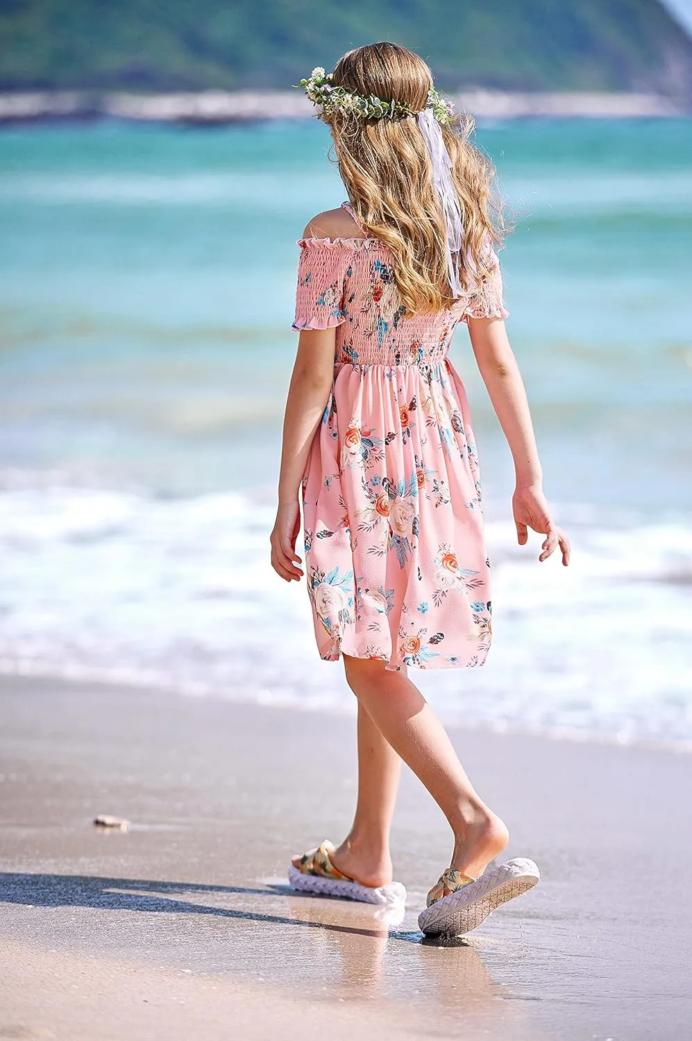 Arshiner Girls Casual Summer Floral Sleeveless Sundress Cami Dress