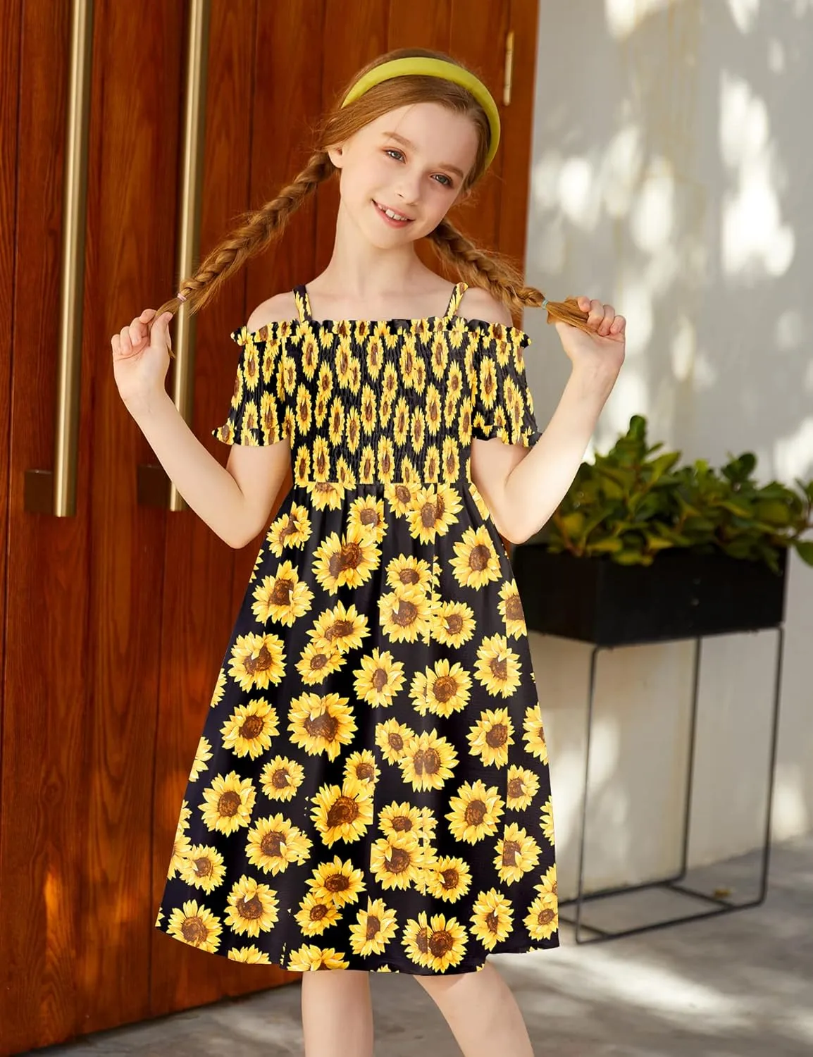 Arshiner Girls Casual Summer Floral Sleeveless Sundress Cami Dress