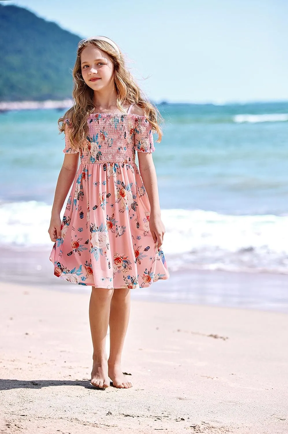 Arshiner Girls Casual Summer Floral Sleeveless Sundress Cami Dress