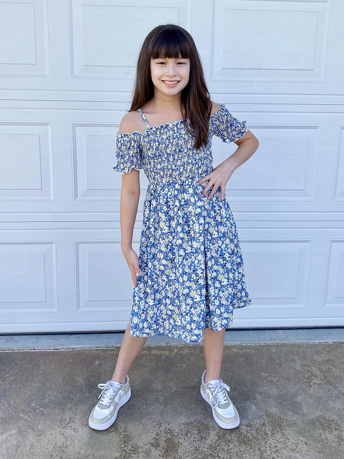 Arshiner Girls Casual Summer Floral Sleeveless Sundress Cami Dress