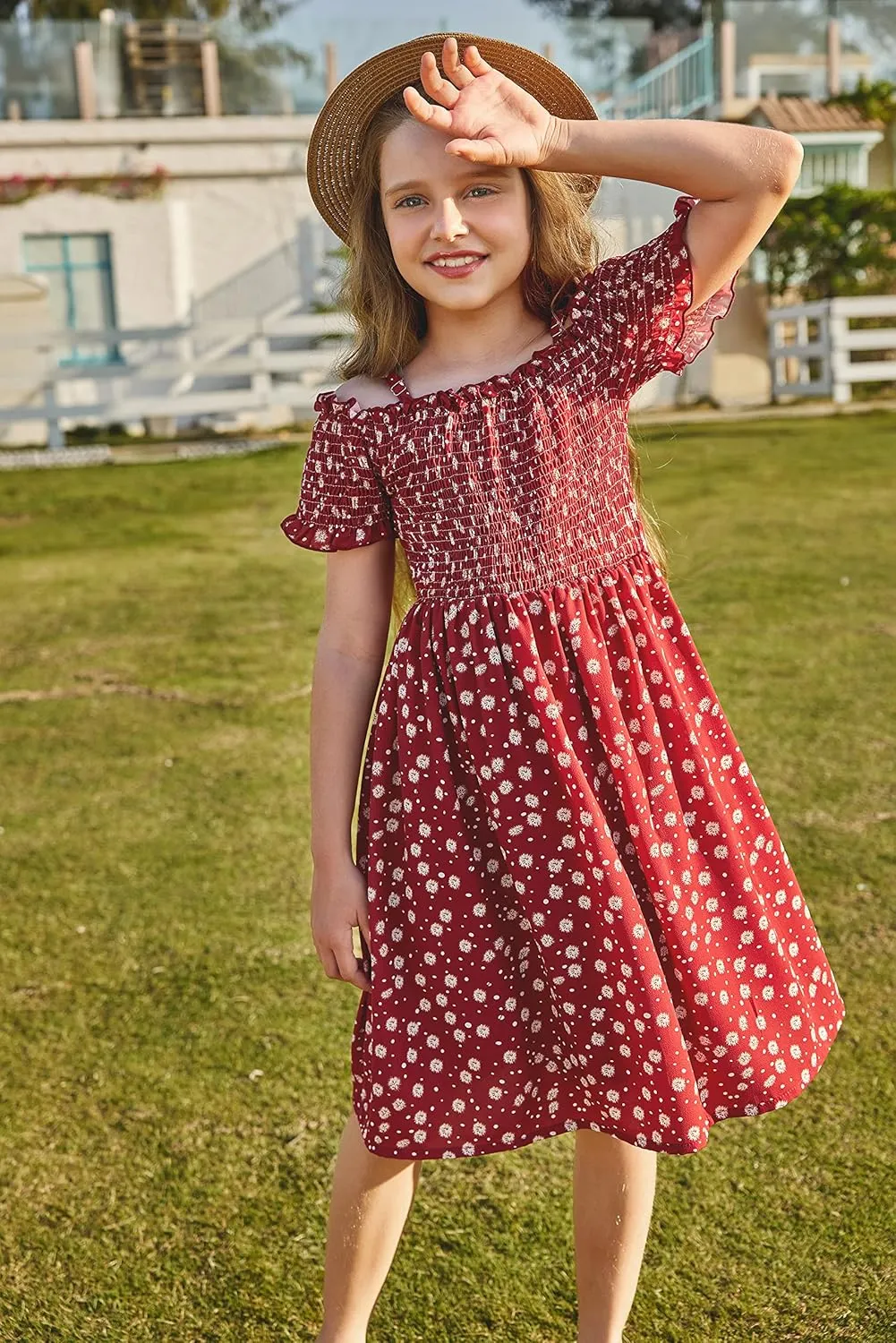 Arshiner Girls Casual Summer Floral Sleeveless Sundress Cami Dress