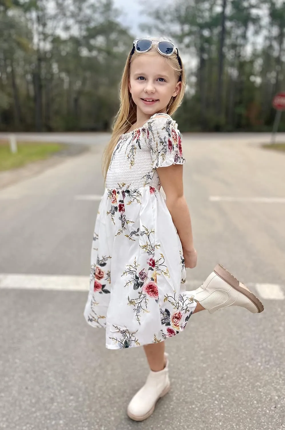 Arshiner Girls Casual Summer Floral Sleeveless Sundress Cami Dress