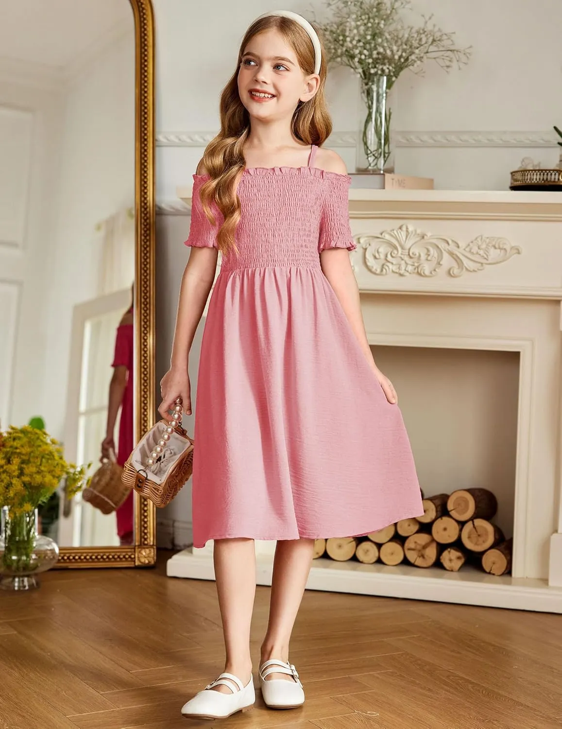 Arshiner Girls Casual Summer Floral Sleeveless Sundress Cami Dress