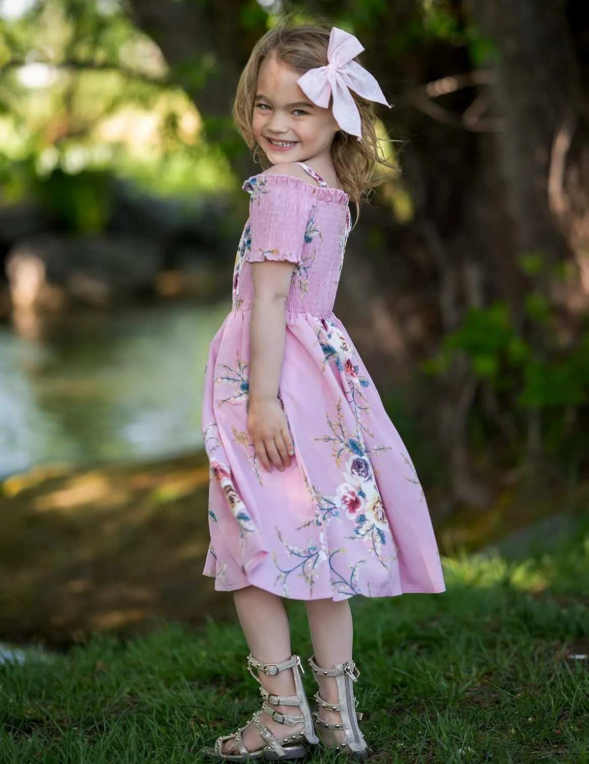 Arshiner Girls Casual Summer Floral Sleeveless Sundress Cami Dress