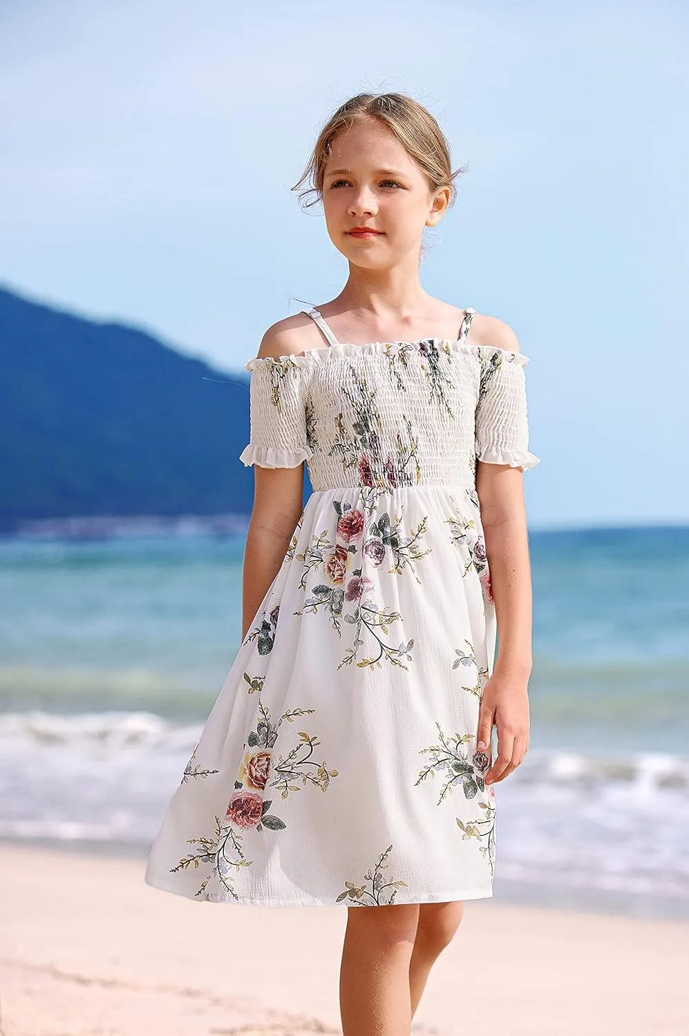 Arshiner Girls Casual Summer Floral Sleeveless Sundress Cami Dress