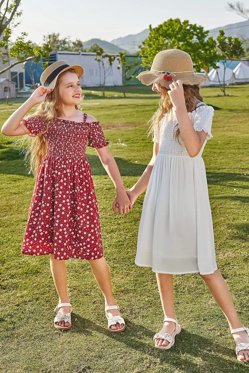 Arshiner Girls Casual Summer Floral Sleeveless Sundress Cami Dress
