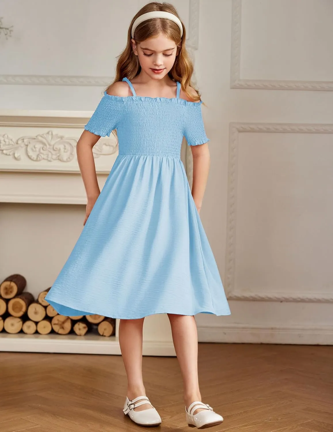 Arshiner Girls Casual Summer Floral Sleeveless Sundress Cami Dress