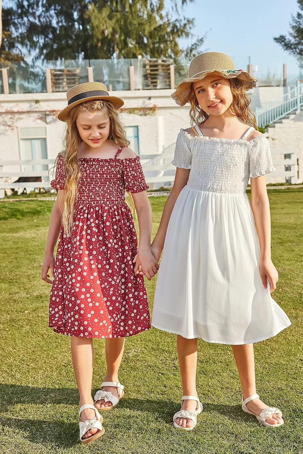 Arshiner Girls Casual Summer Floral Sleeveless Sundress Cami Dress