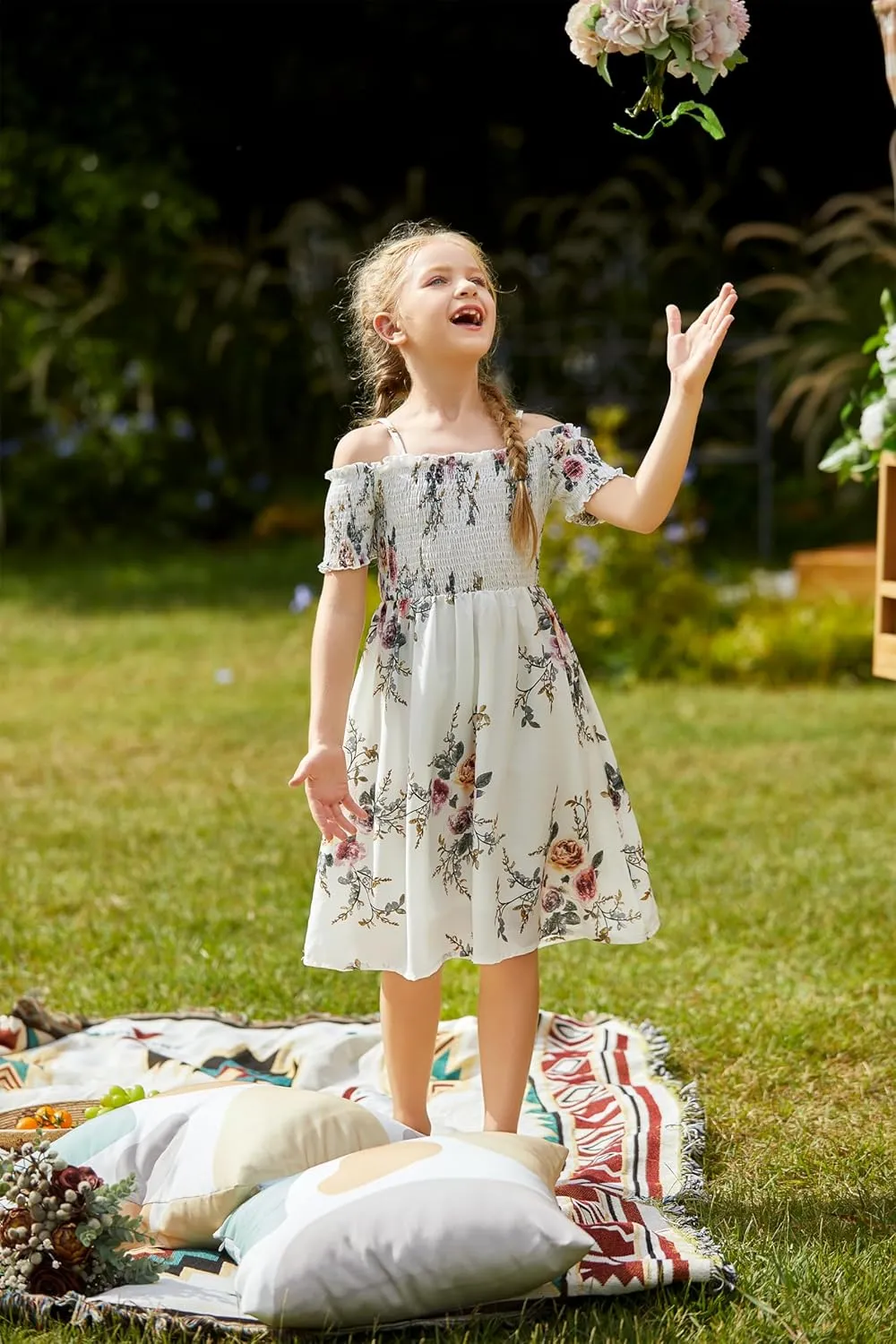 Arshiner Girls Casual Summer Floral Sleeveless Sundress Cami Dress