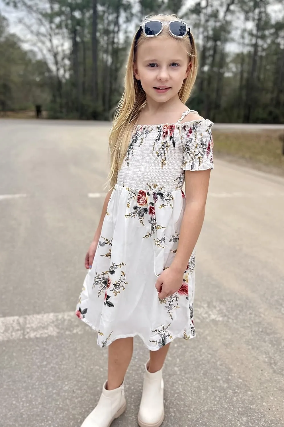 Arshiner Girls Casual Summer Floral Sleeveless Sundress Cami Dress