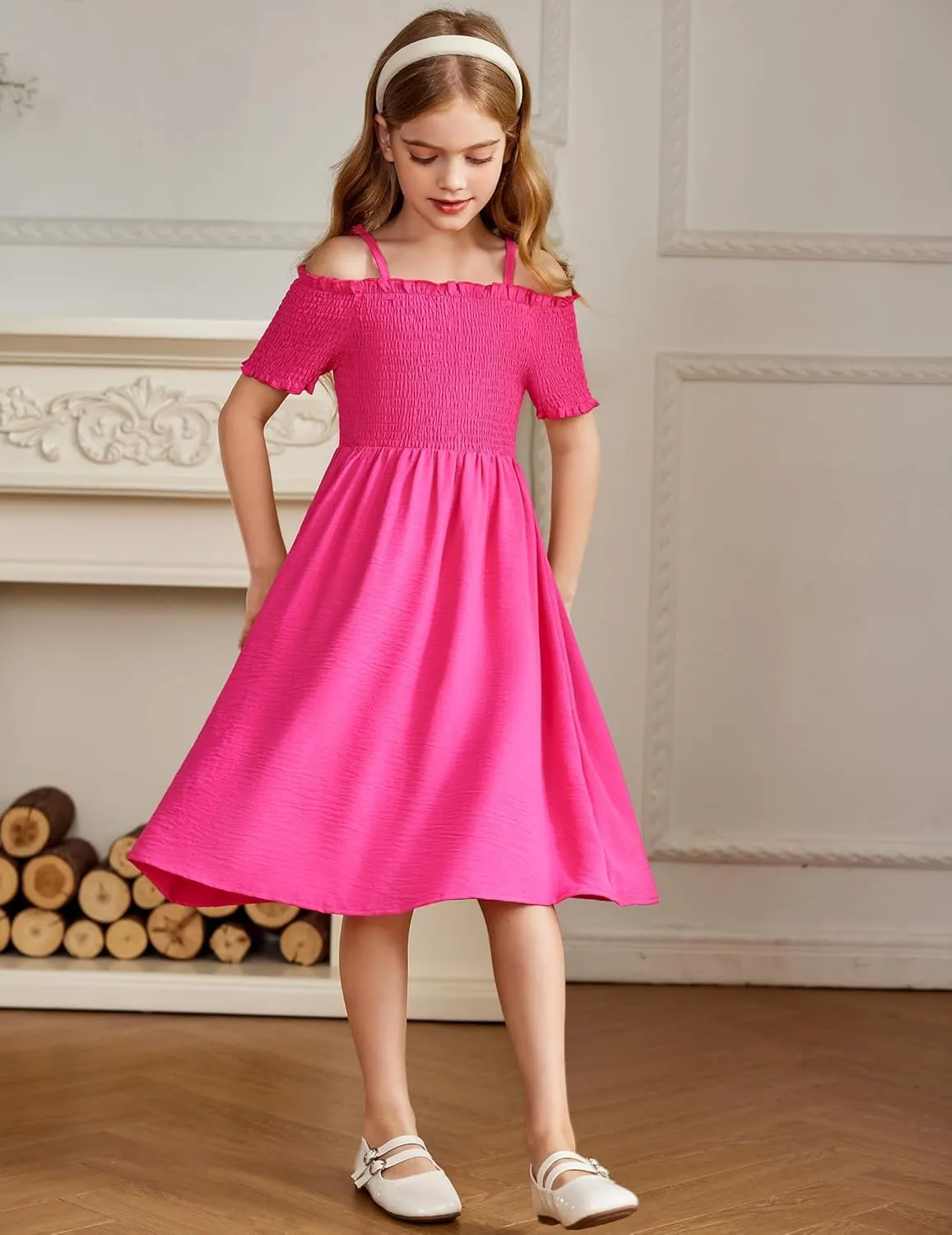 Arshiner Girls Casual Summer Floral Sleeveless Sundress Cami Dress
