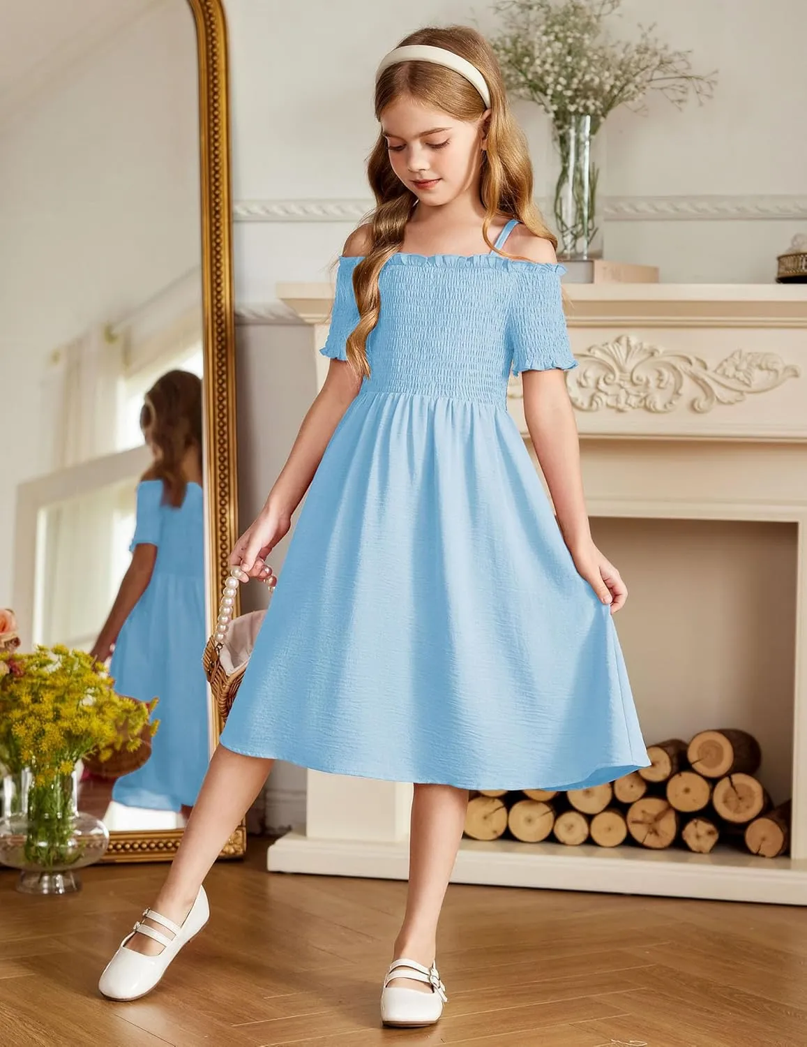 Arshiner Girls Casual Summer Floral Sleeveless Sundress Cami Dress