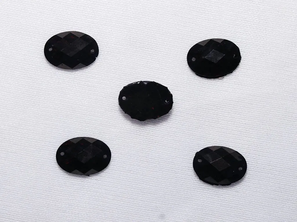 Black Oval Plastic Stones - 11x16 mm