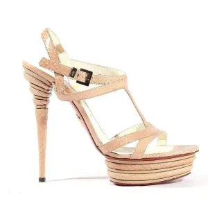 Cesare Paciotti Women's Designer Shoes Peach High-Heel Platforms (CPW564)