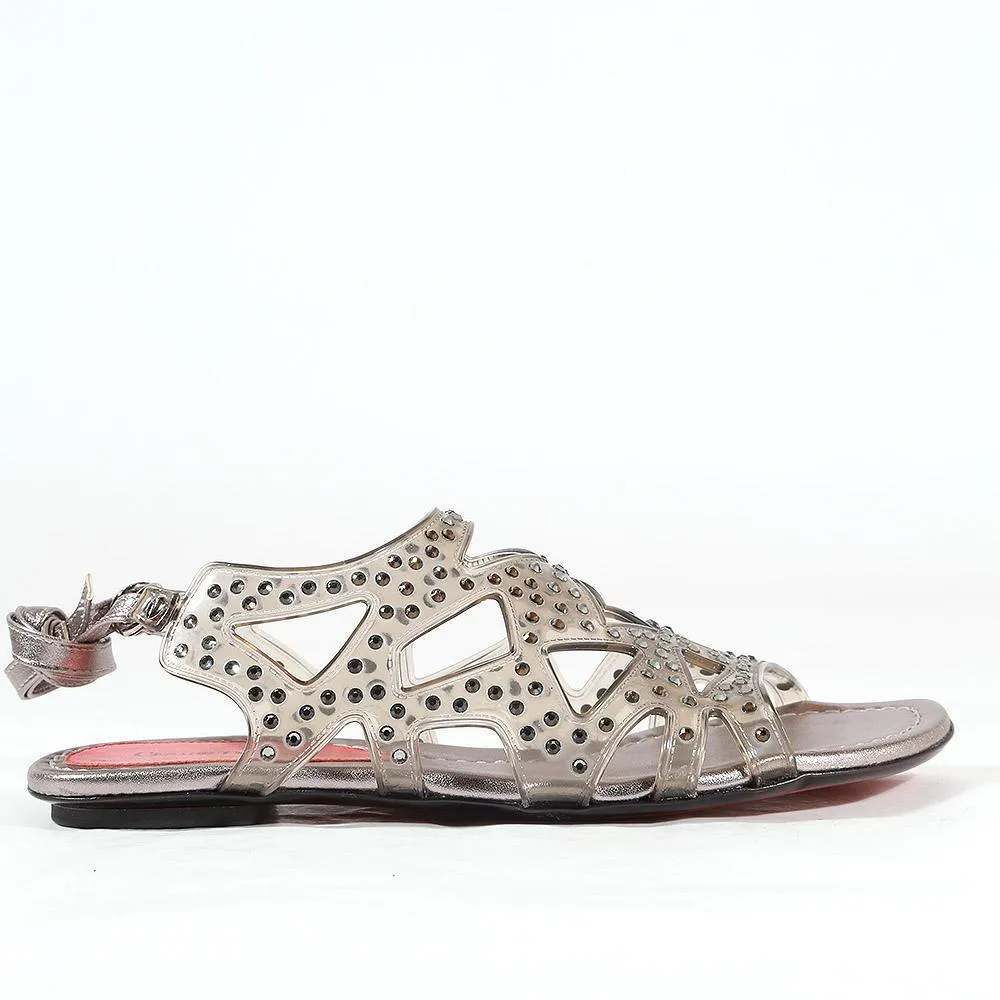 Cesare Paciotti Women's Designer Shoes Snake Clear Diamond Studded Sandals (CPW553)