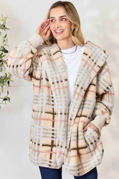 I’m a softy jacket - H&T Checked Faux Fur Hooded Jacket