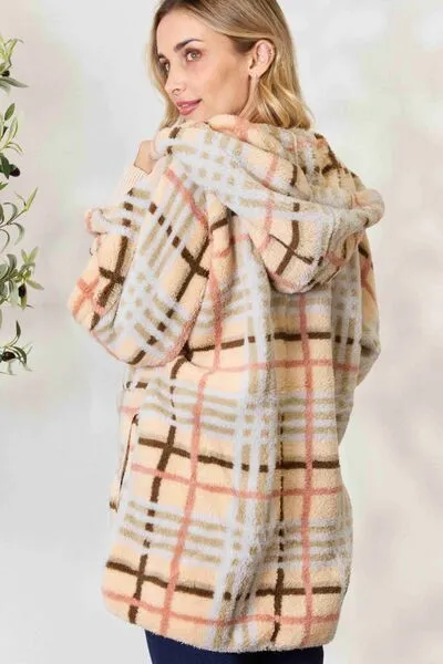 I’m a softy jacket - H&T Checked Faux Fur Hooded Jacket