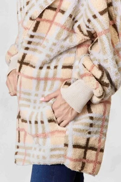 I’m a softy jacket - H&T Checked Faux Fur Hooded Jacket