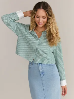 Mustard Seed Long Sleeve Striped Crop Shirt - Brands We Love