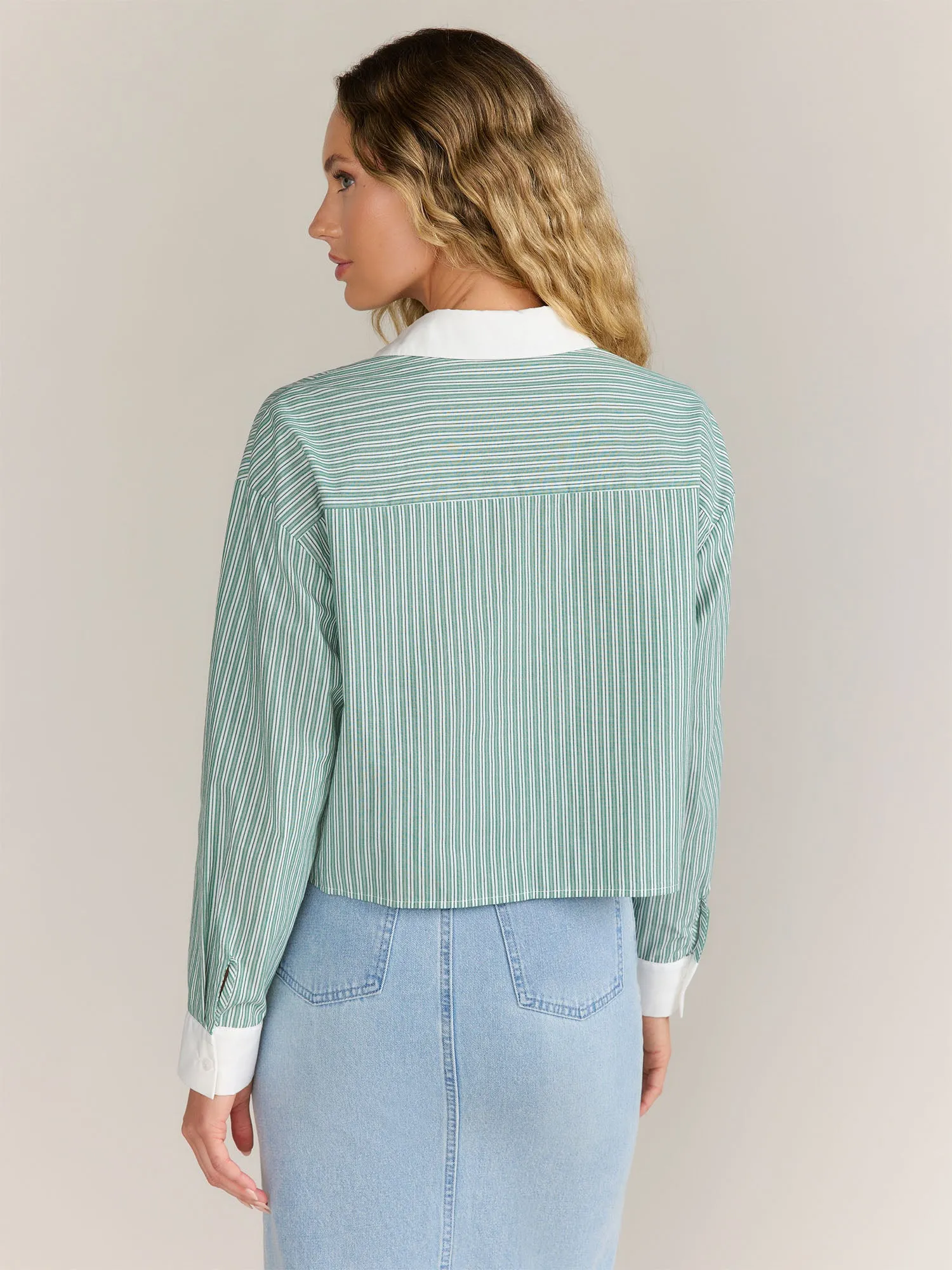 Mustard Seed Long Sleeve Striped Crop Shirt - Brands We Love