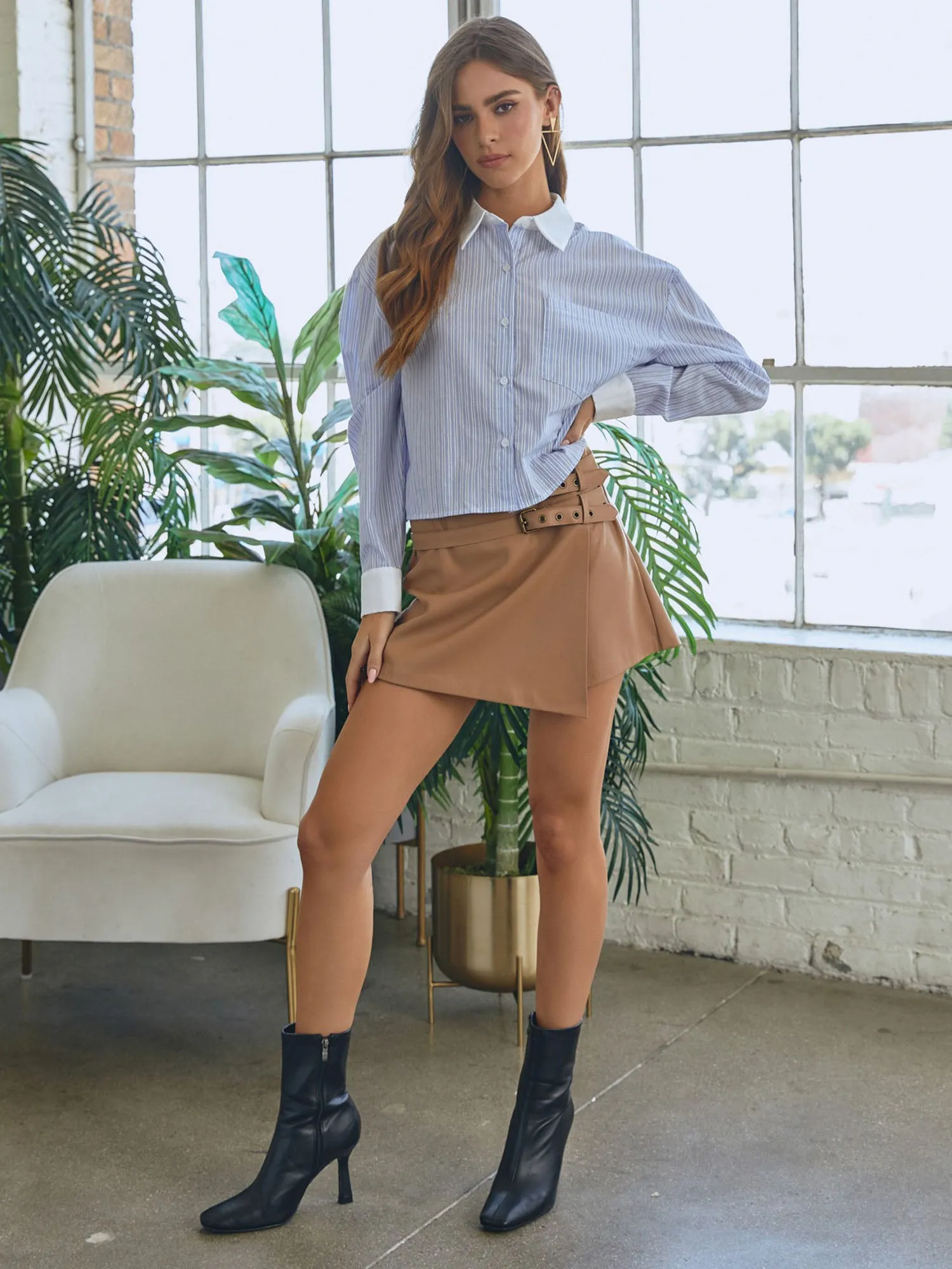 Mustard Seed Long Sleeve Striped Crop Shirt - Brands We Love